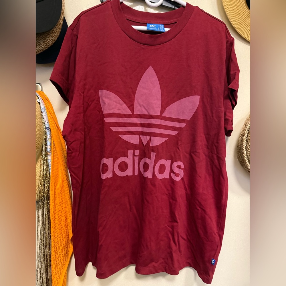 Adidas Burgundy oversized Tee